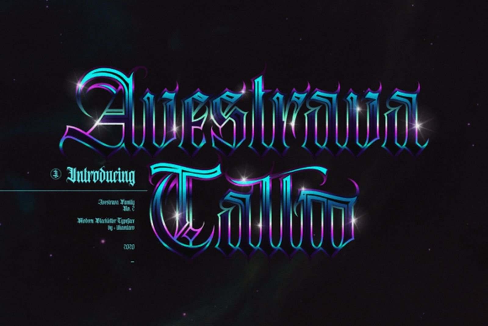Avestrava Tattoo Font — light gothic tattoo font preview