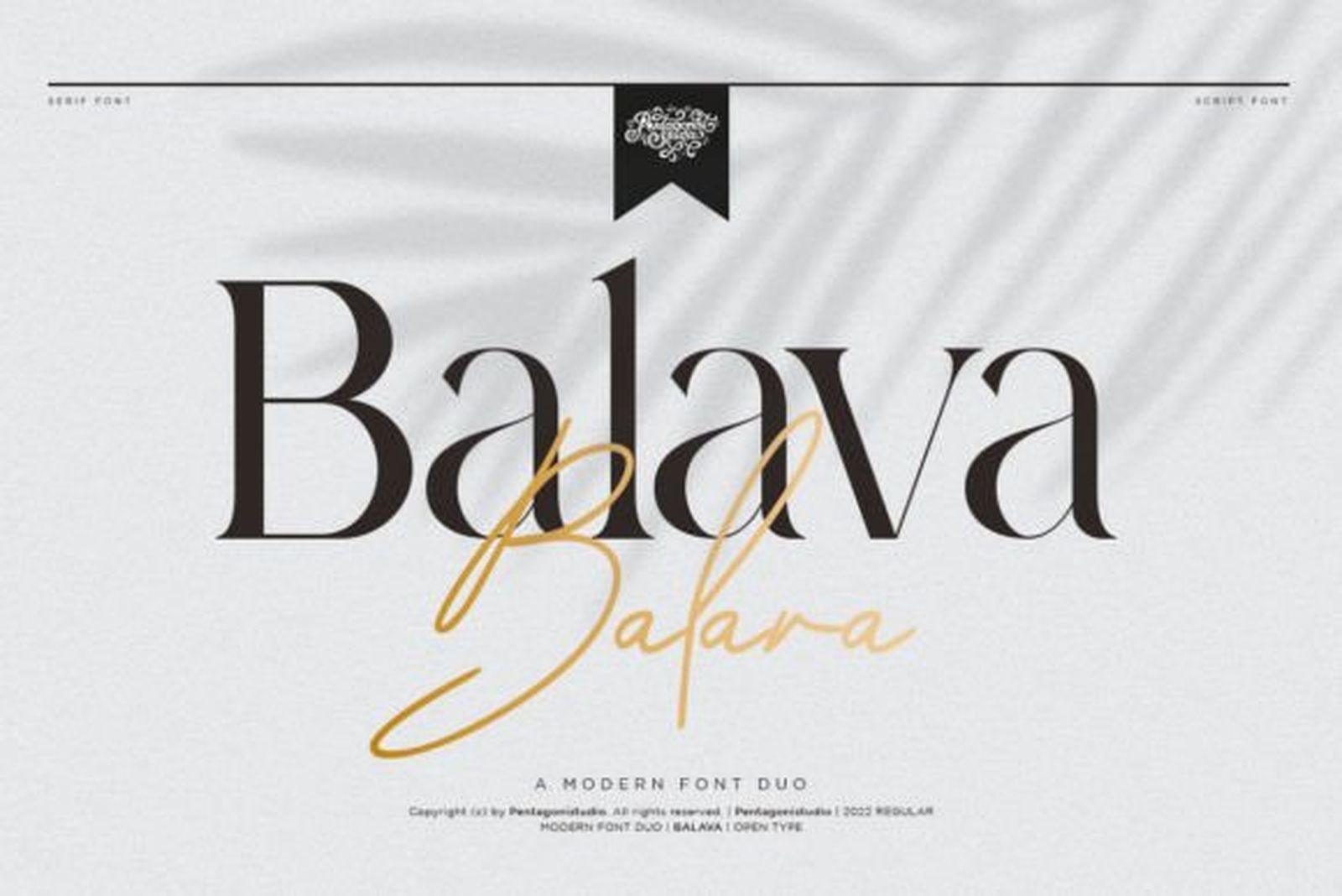 Balava Font by Pentagonistudio, font combination preview