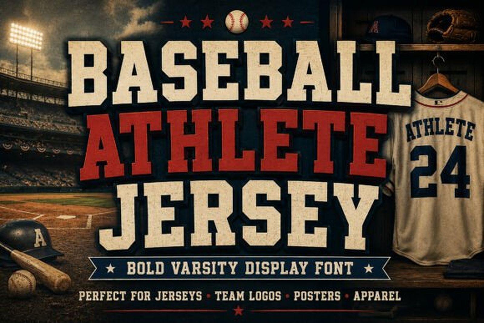 Baseball Athlete Jersey Font by Bundle, sports font preview