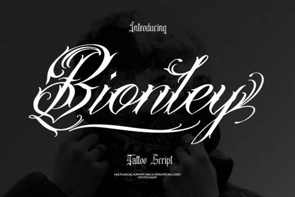 Bionley Font — classic cursive tattoo script font preview