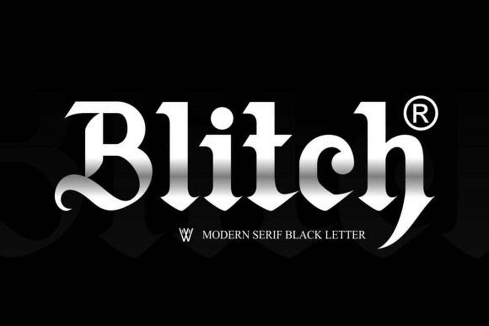 Blitch Font preview, heavy modern blackletter tattoo font for men