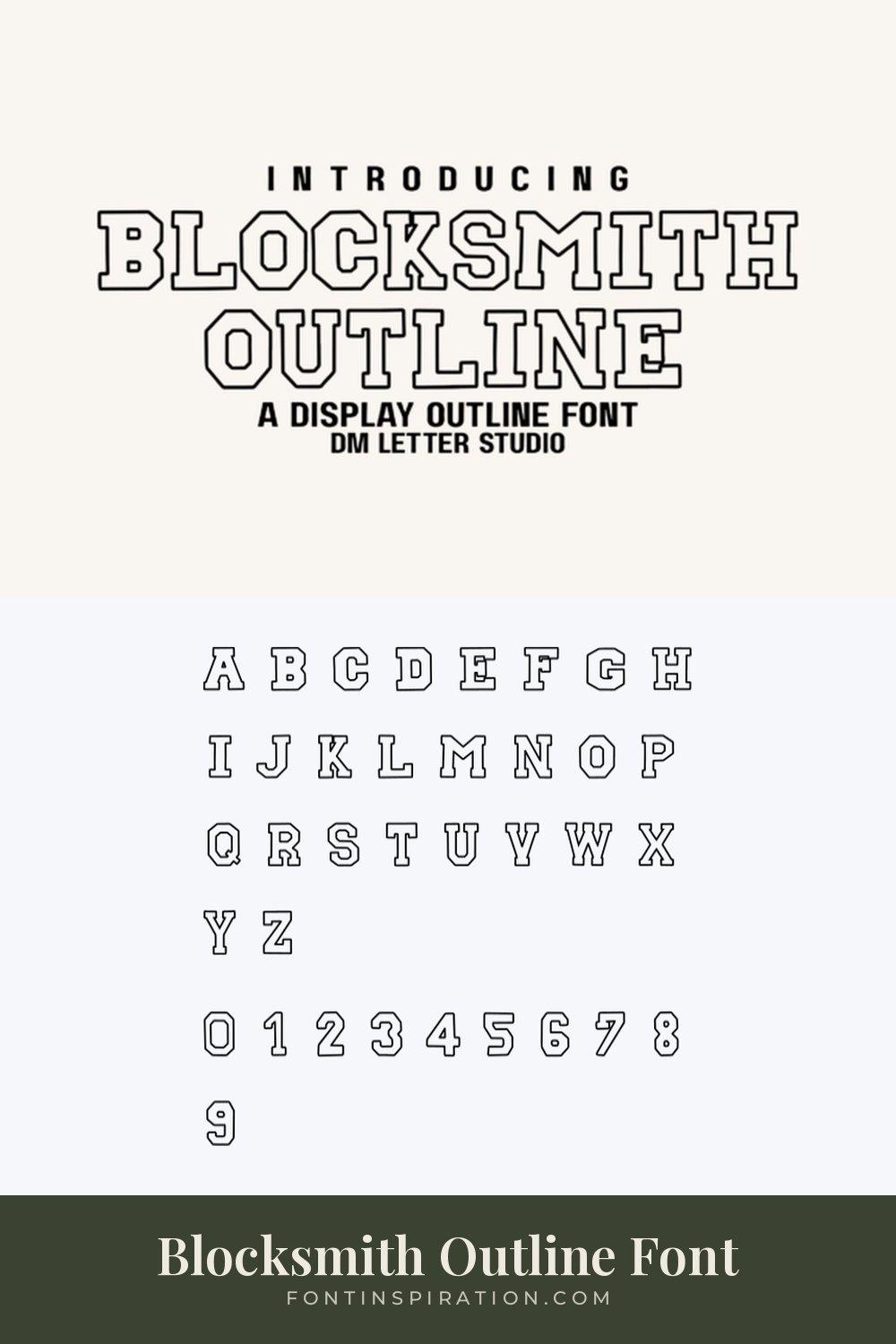 Blocksmith Outline Font by Sharon ( DmStudio ), jersey font alphabet and numbers 0-9