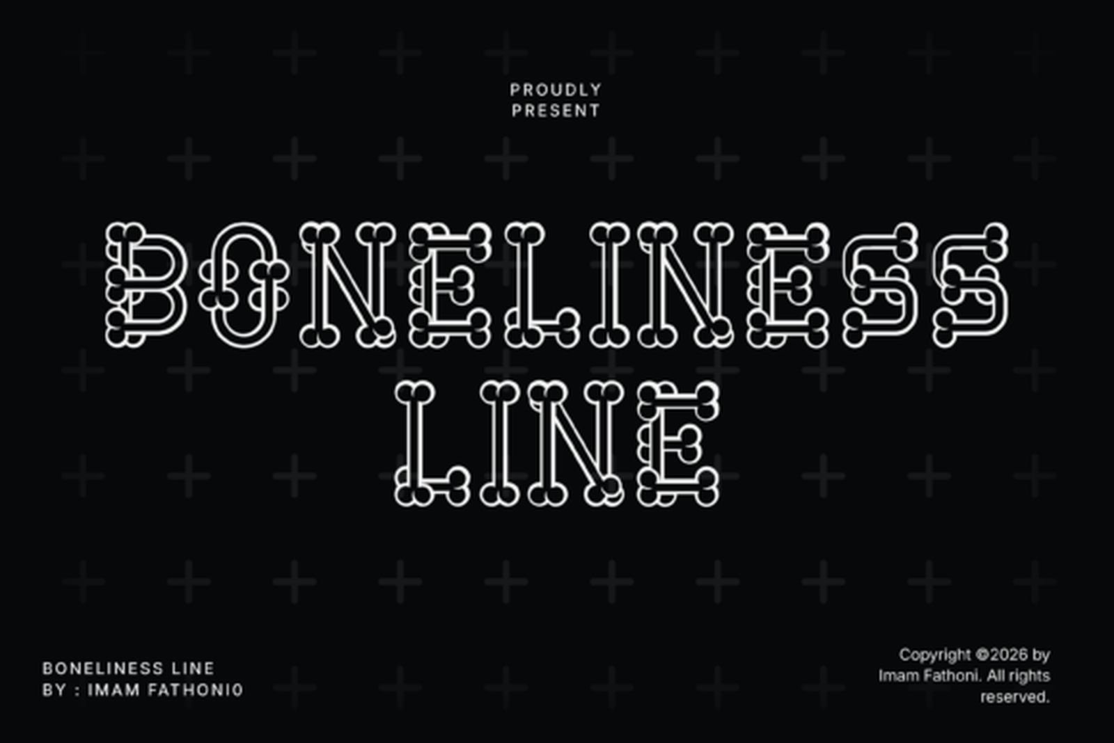 Boneliness Line Font — minimalist outline tattoo font preview