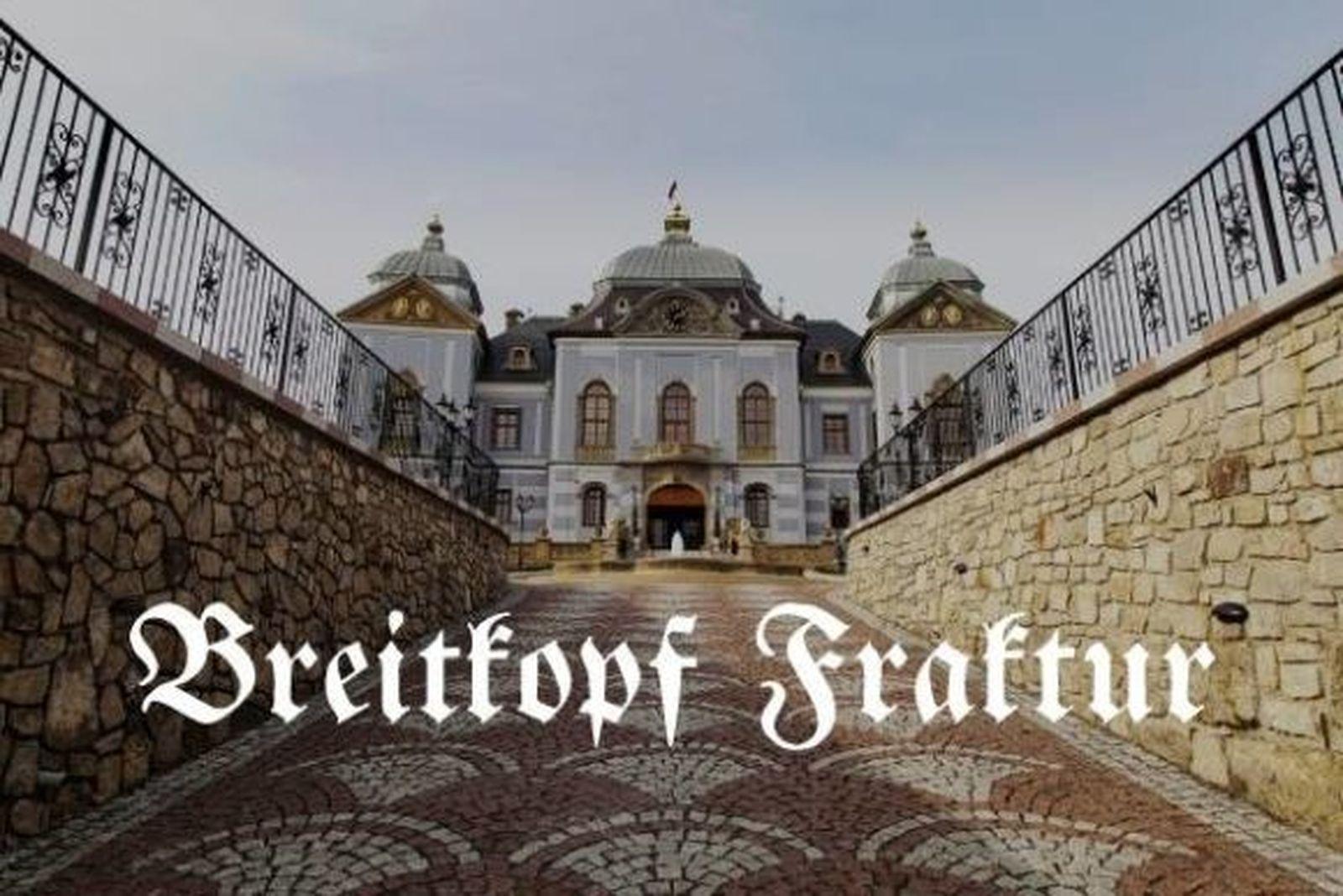 Breitkopf Fraktur Font preview, light book-style gothic tattoo font