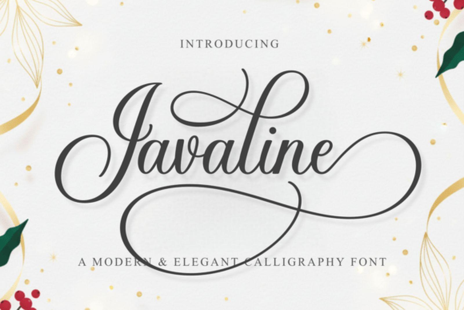 Javaline Font by kammaqsum, elegant calligraphy font with long sweeping swashes