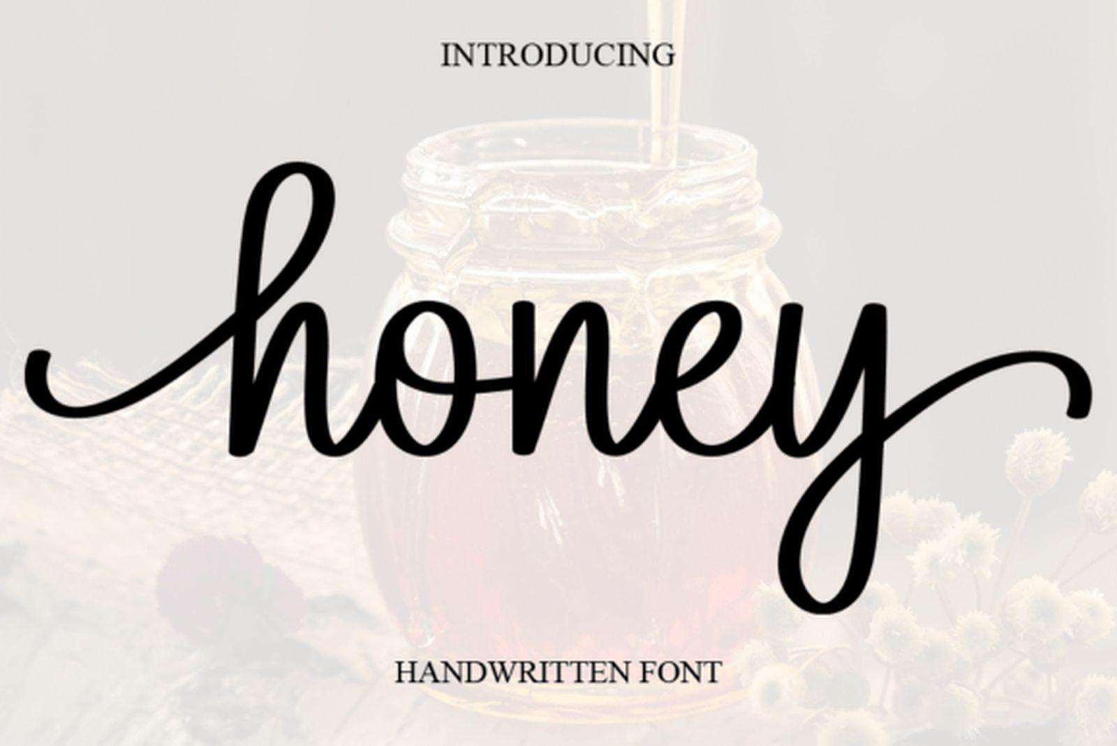 Honey Font by salma studio, handwritten script with long swash tails