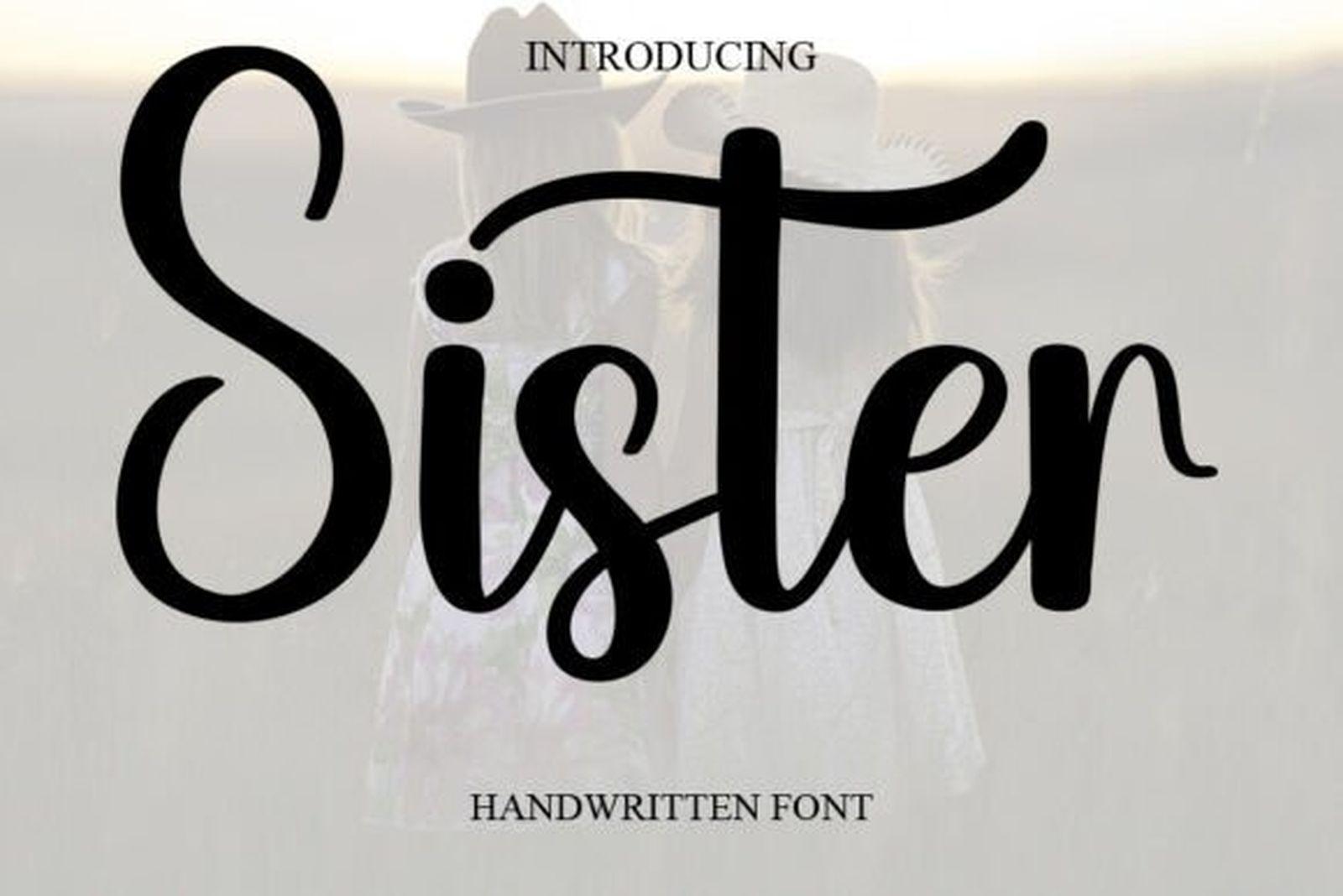 Sister Font by salma studio, bouncy bold handwritten script with a large capital S