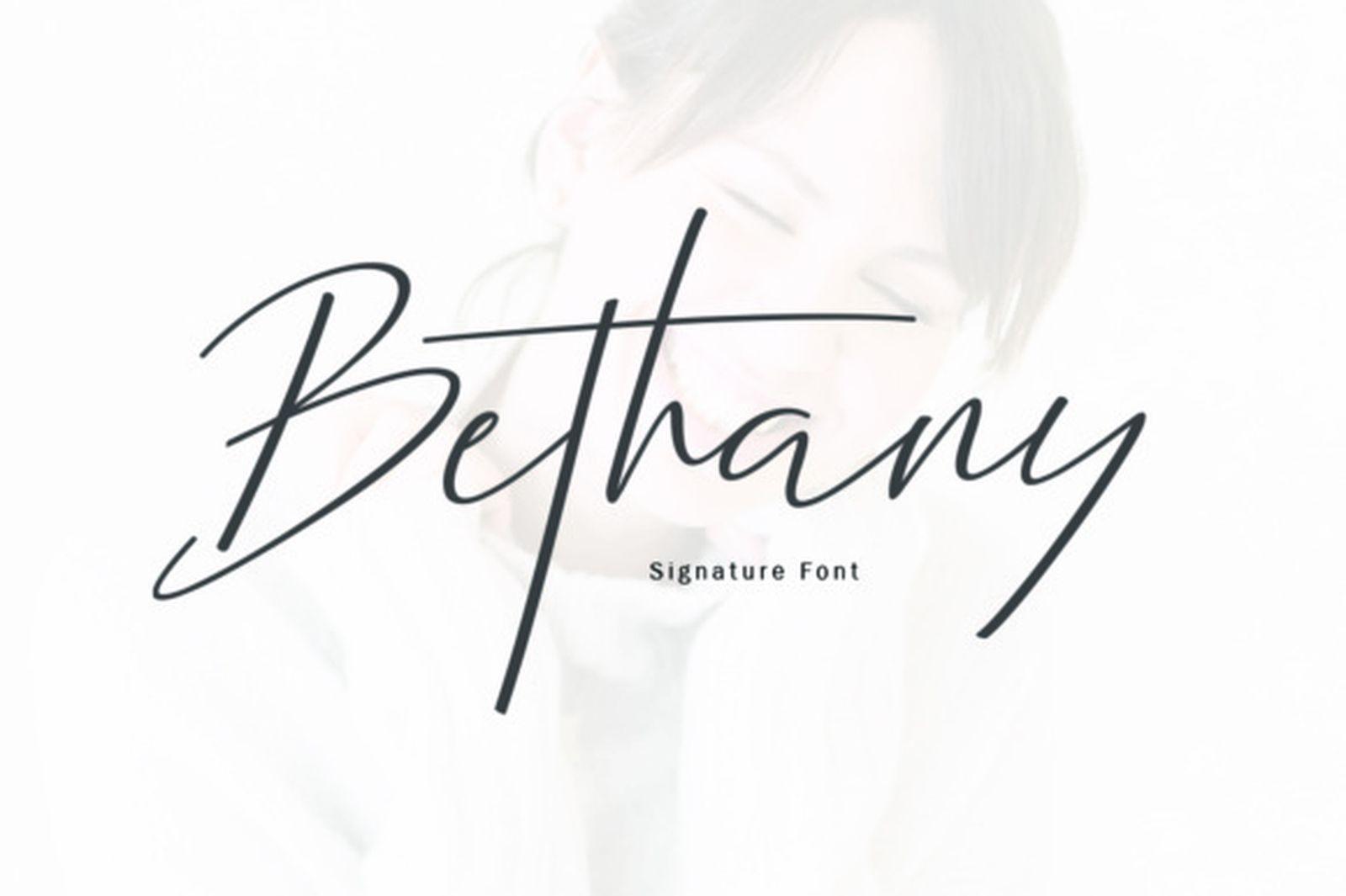 Bethany Font by mightype89, light signature font with fast pen strokes