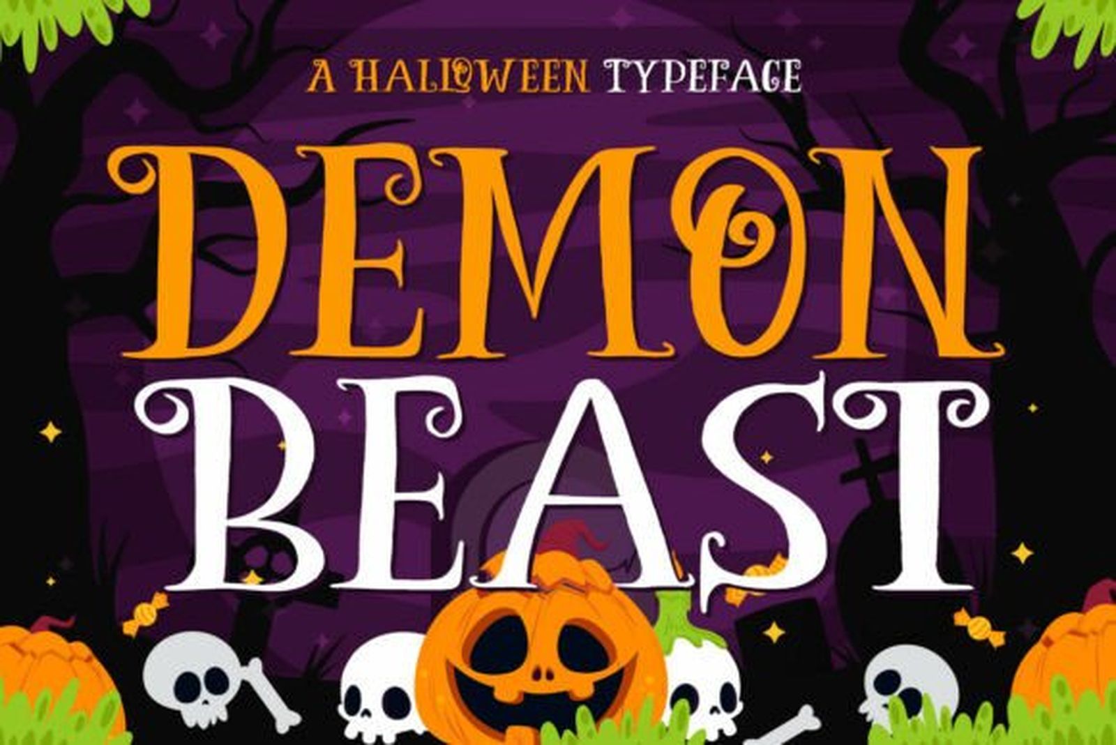 Demon Beast Font vintage Halloween sign lettering