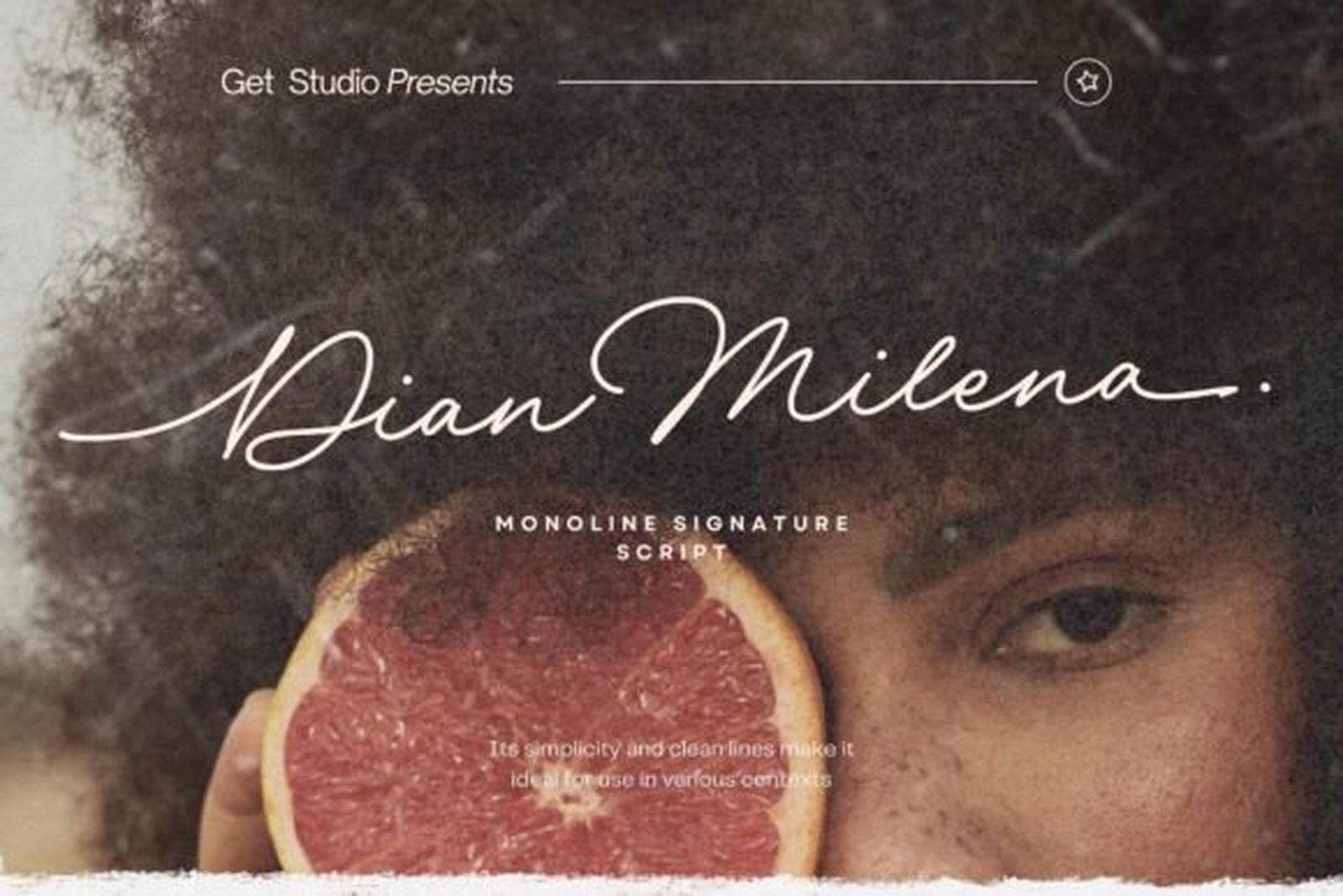 Dian Milena Font light monoline signature script for beauty logos