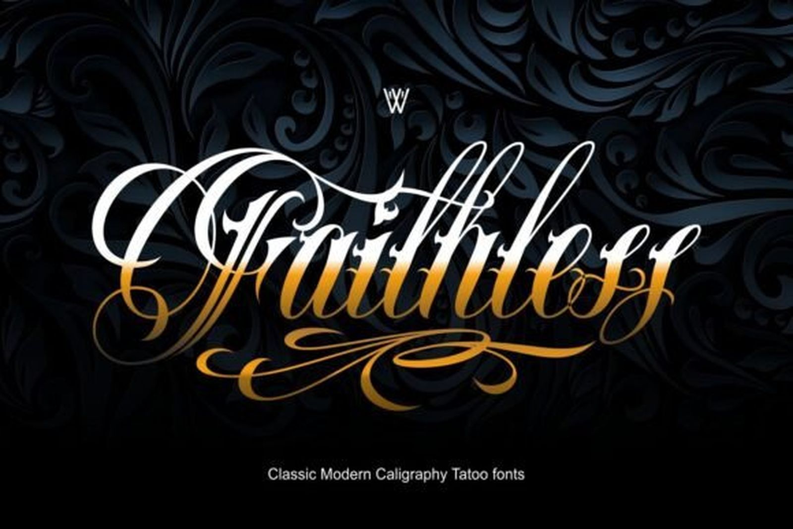 Faithless Font — high contrast flourished calligraphy tattoo font preview