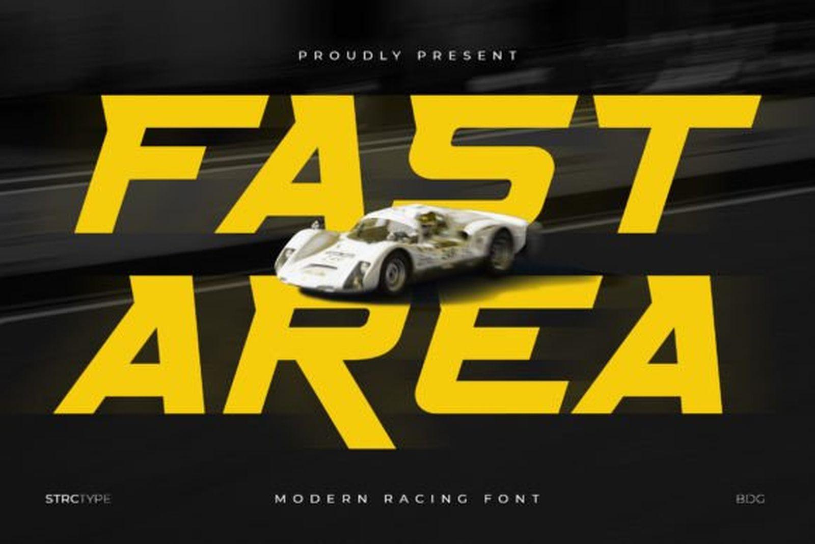 Fast Area Font by Storic, sports font preview