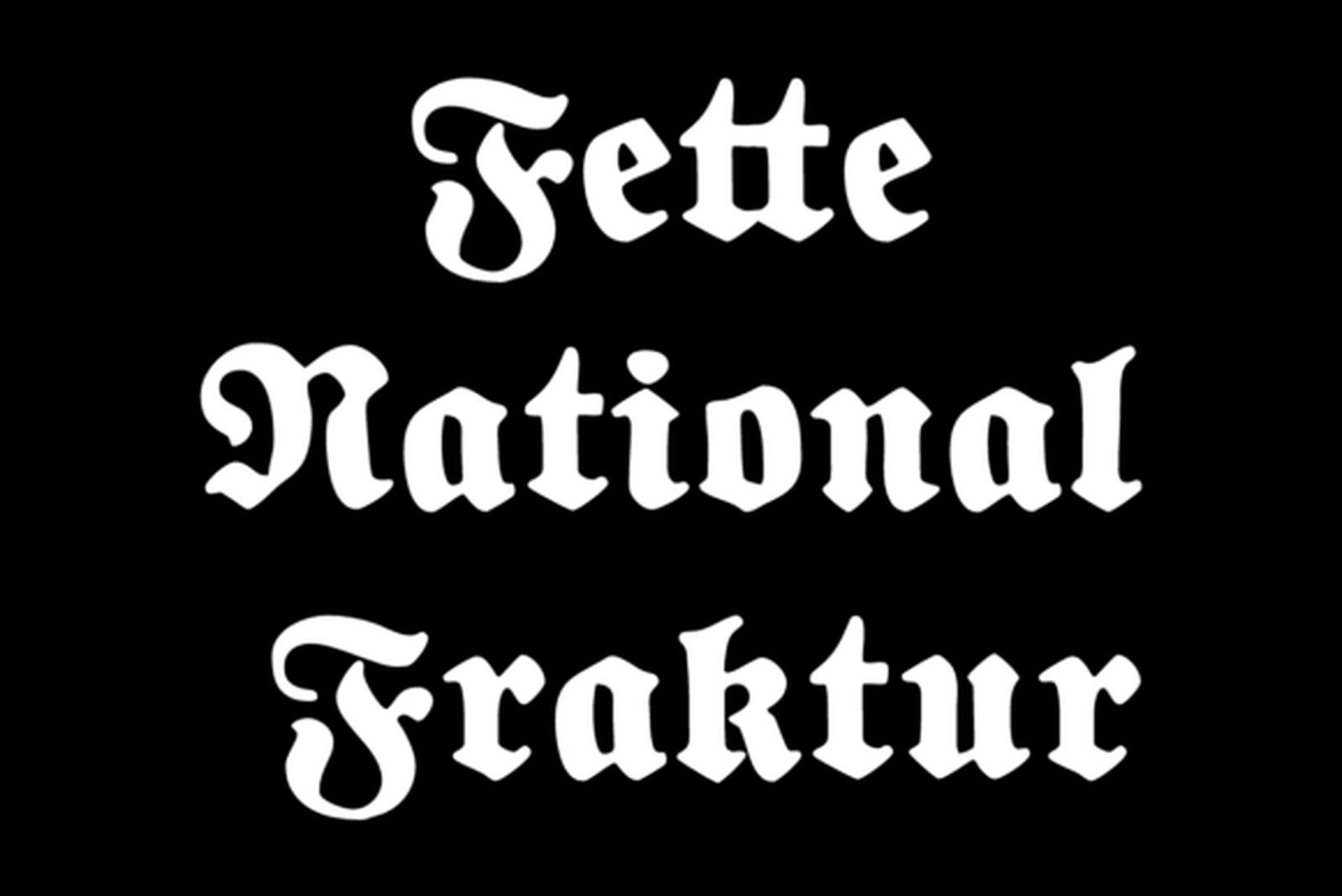 Fette National Fraktur Font preview, bold Fraktur gothic tattoo font