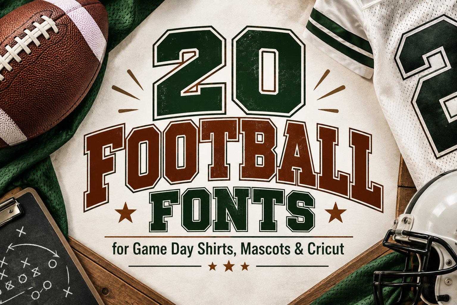 20 Football Fonts for Game Day Shirts, Mascot Logos and Cricut Projects: Varsity, Brush and Retro Styles