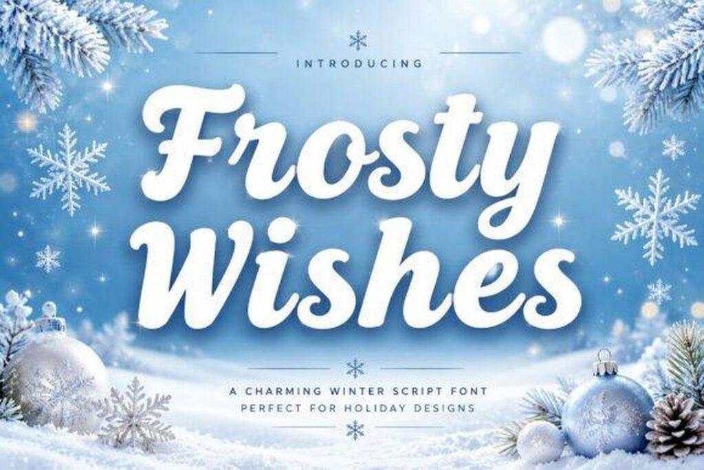 Frosty Wishes Font bold winter script for Christmas posters