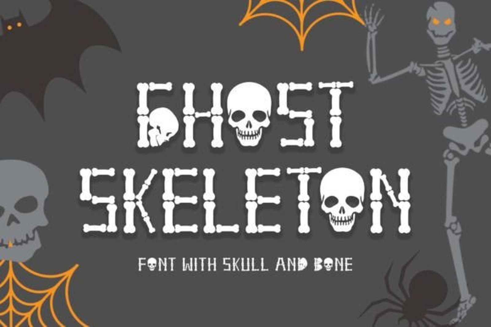 Ghost Skeleton Font skull and bone Halloween lettering