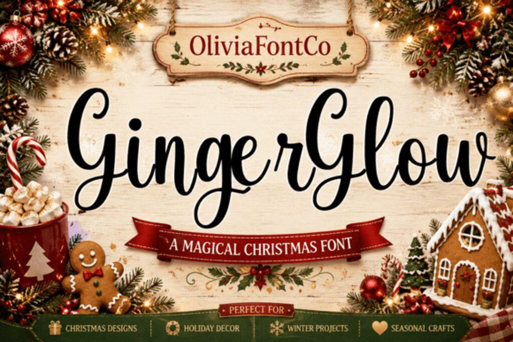 Ginger Glow Font vintage Christmas lettering for cookie labels