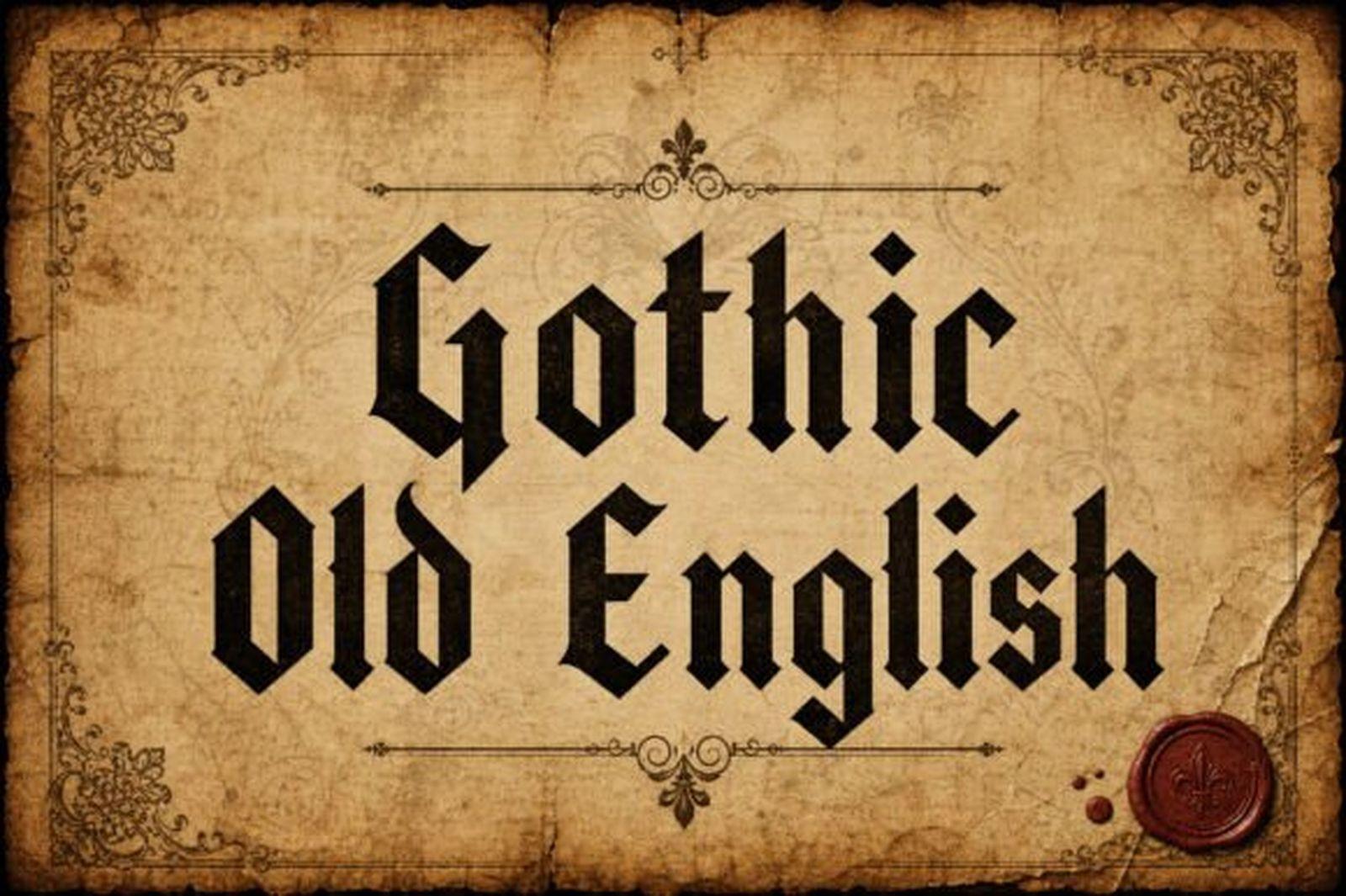 Gothic Old English Font preview, heavy blackletter gothic tattoo font