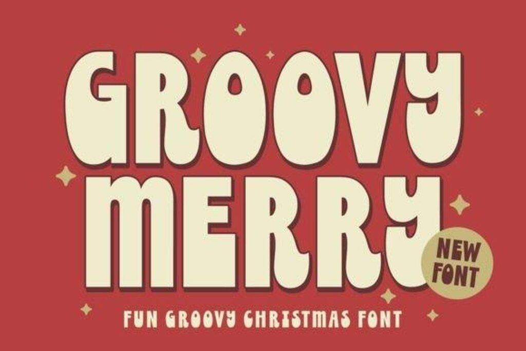 Groovy Merry Font retro groovy Christmas lettering