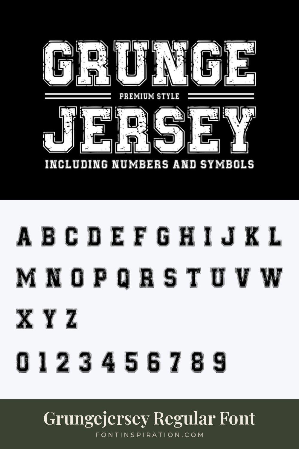 Grungejersey Regular Font by TaralArt, jersey font alphabet and numbers 0-9
