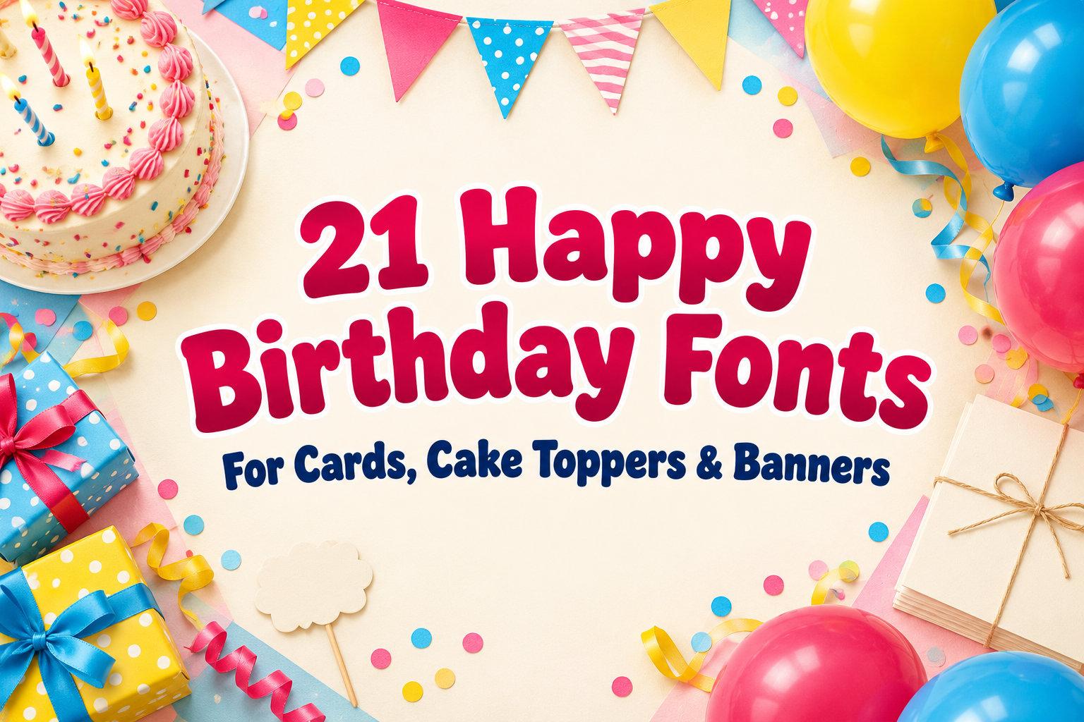 Happy Birthday Font: 21 Bold, Script and Balloon Styles for Cards, Cake Toppers and Banners