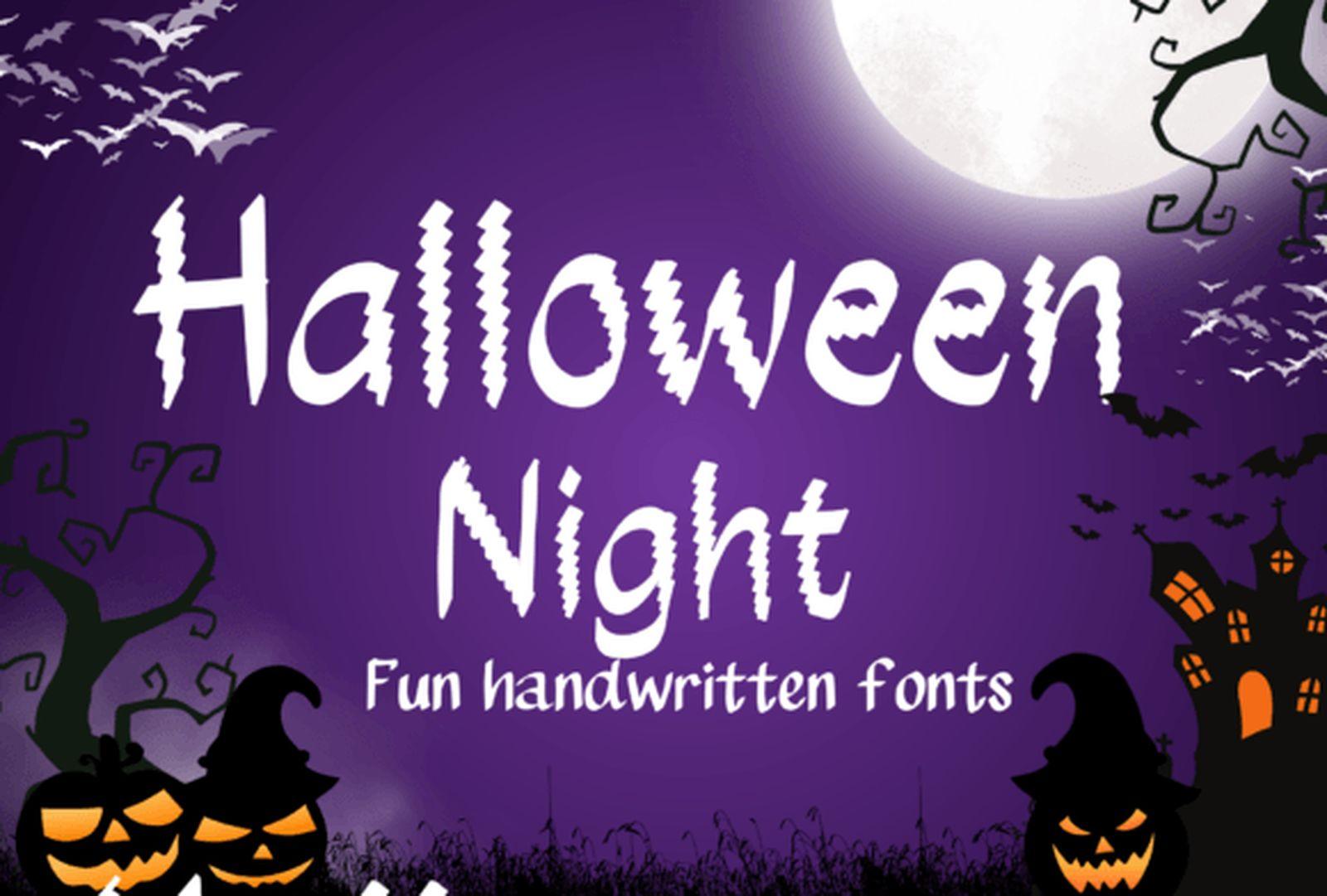 Halloween Night Font by Bassoonartwork, bouncy handwritten script with wide rounded loops