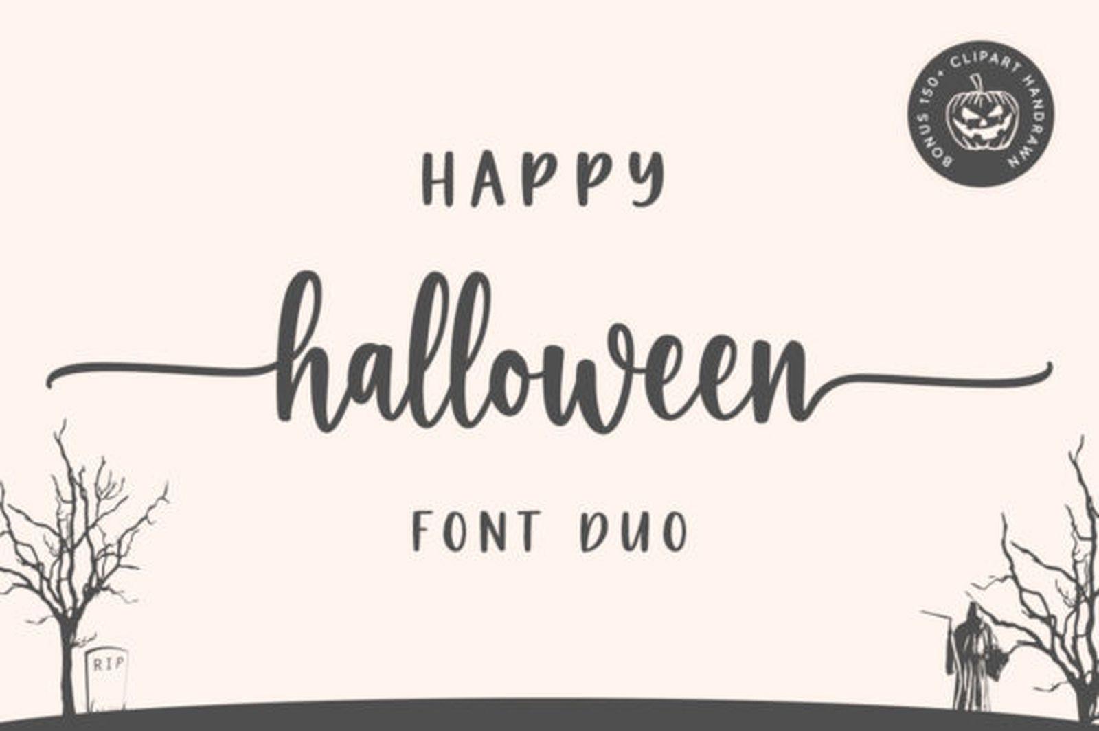 Happy Halloween Font by Graphix Line Studio, script and spaced capitals font duo