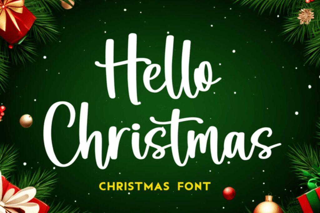 Hello Christmas Font brush script for Christmas posters
