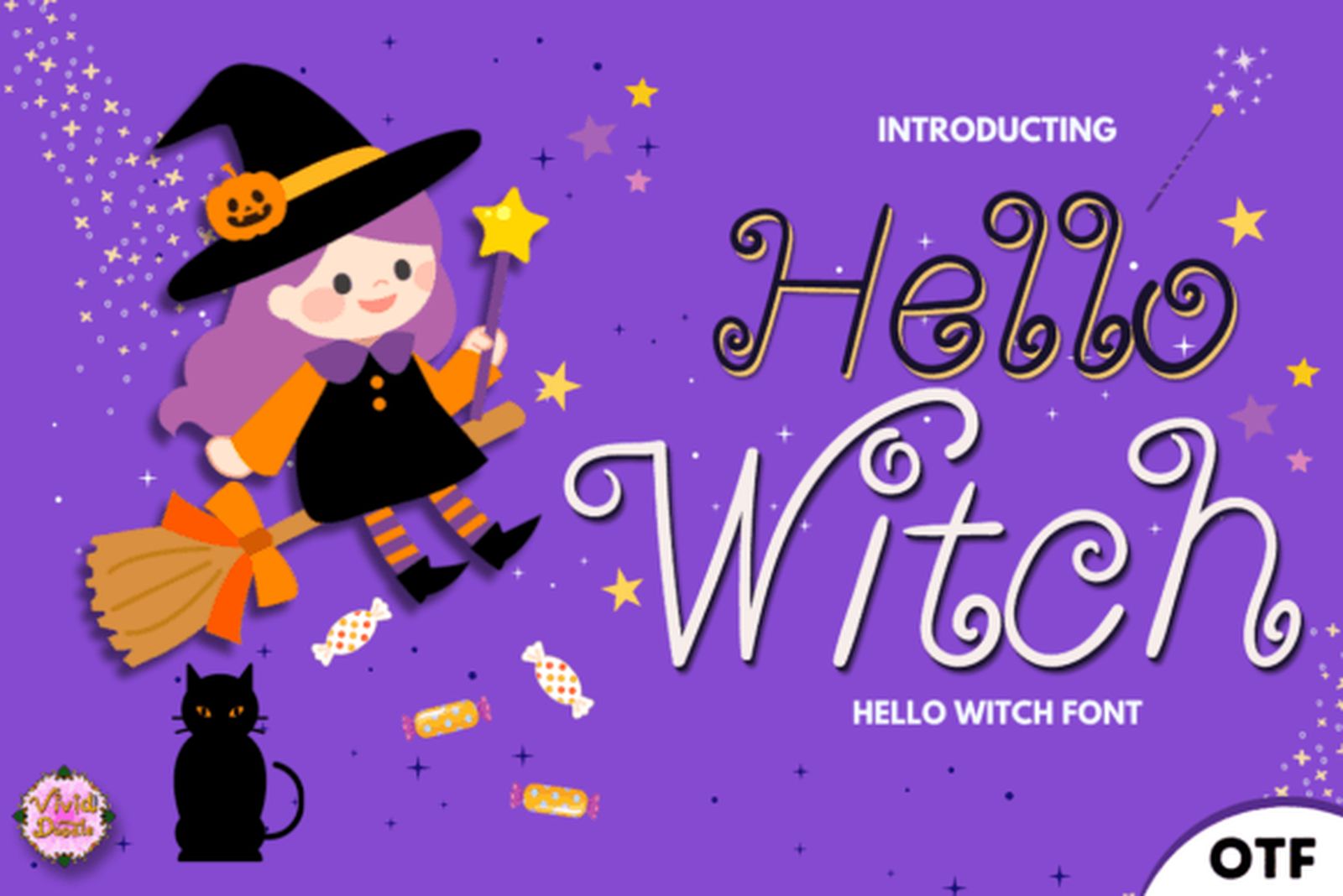 Hello Witch Font script for Halloween cards