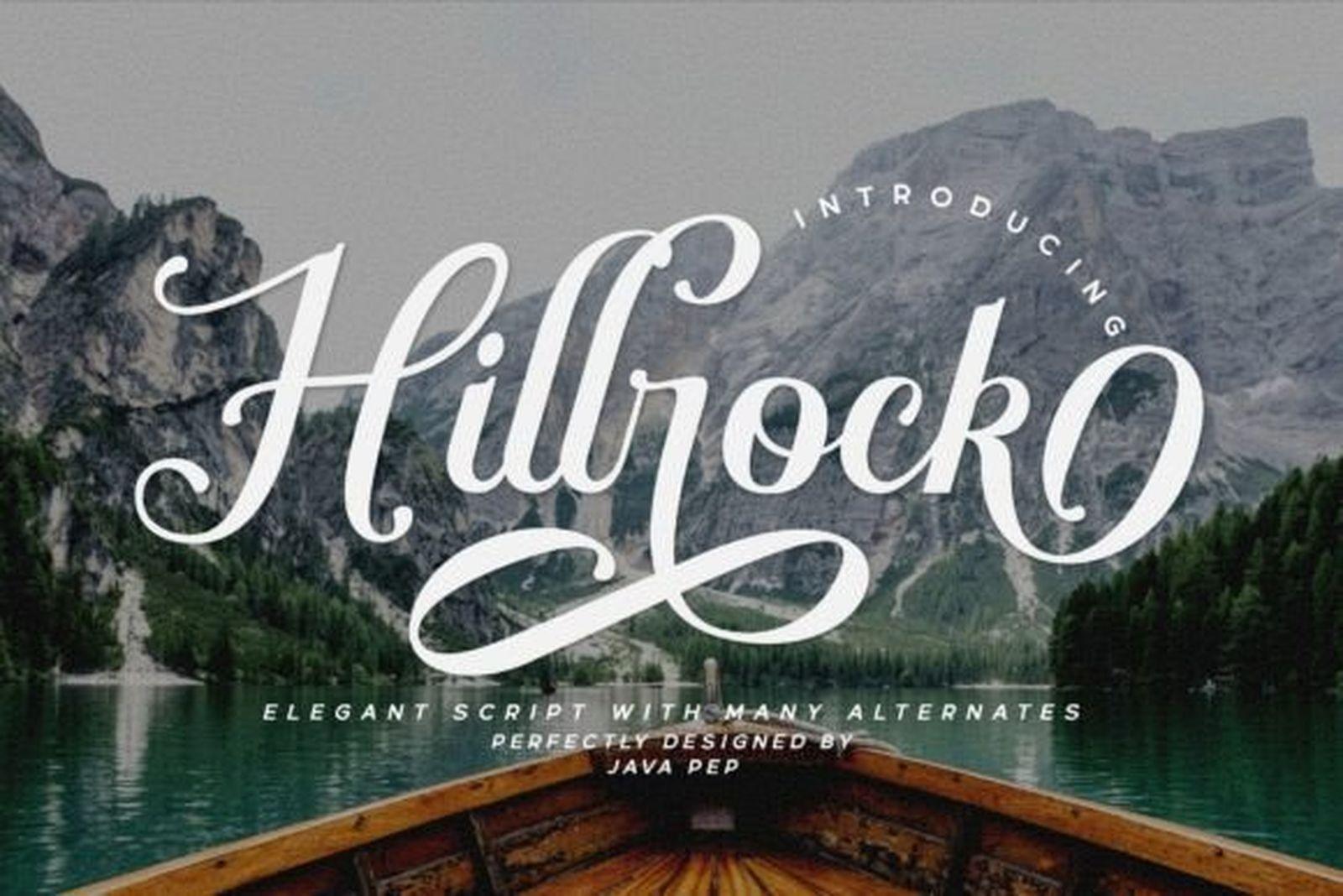 Hillrock Font elegant script with alternates for florist logos