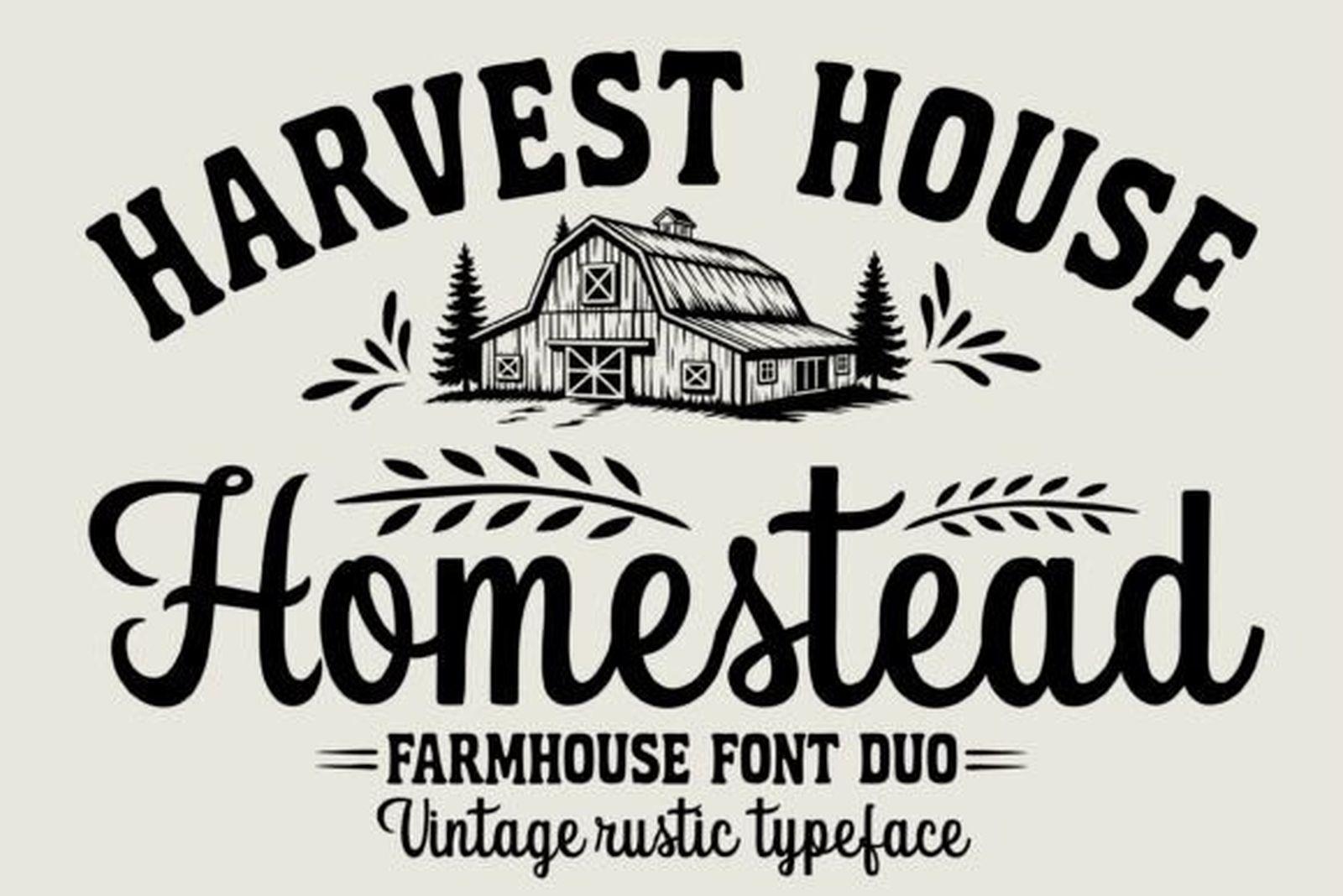 Homestead Font farmhouse font duo for rustic business logos