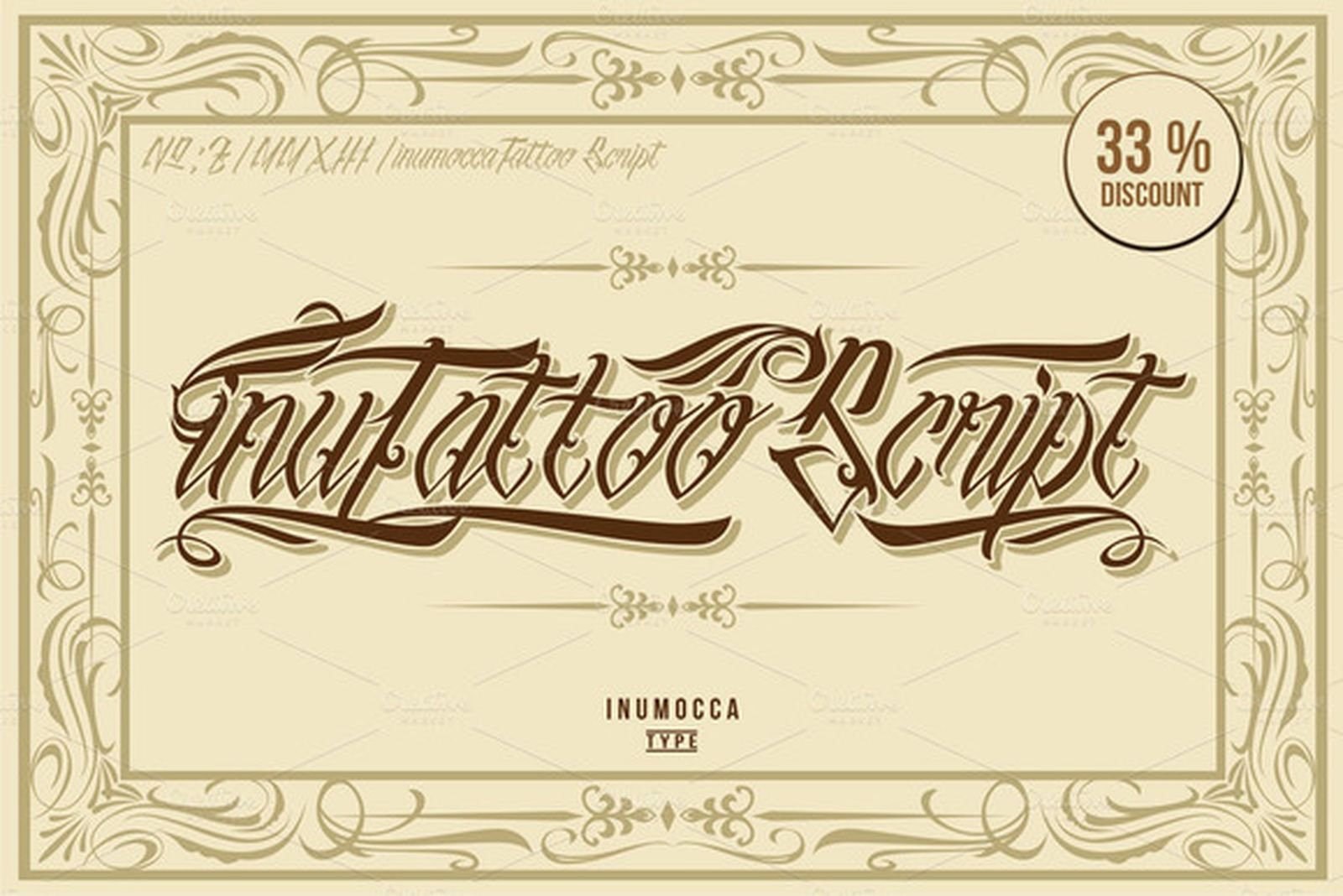 InuTattoo Script Font — classic swirl tattoo script preview