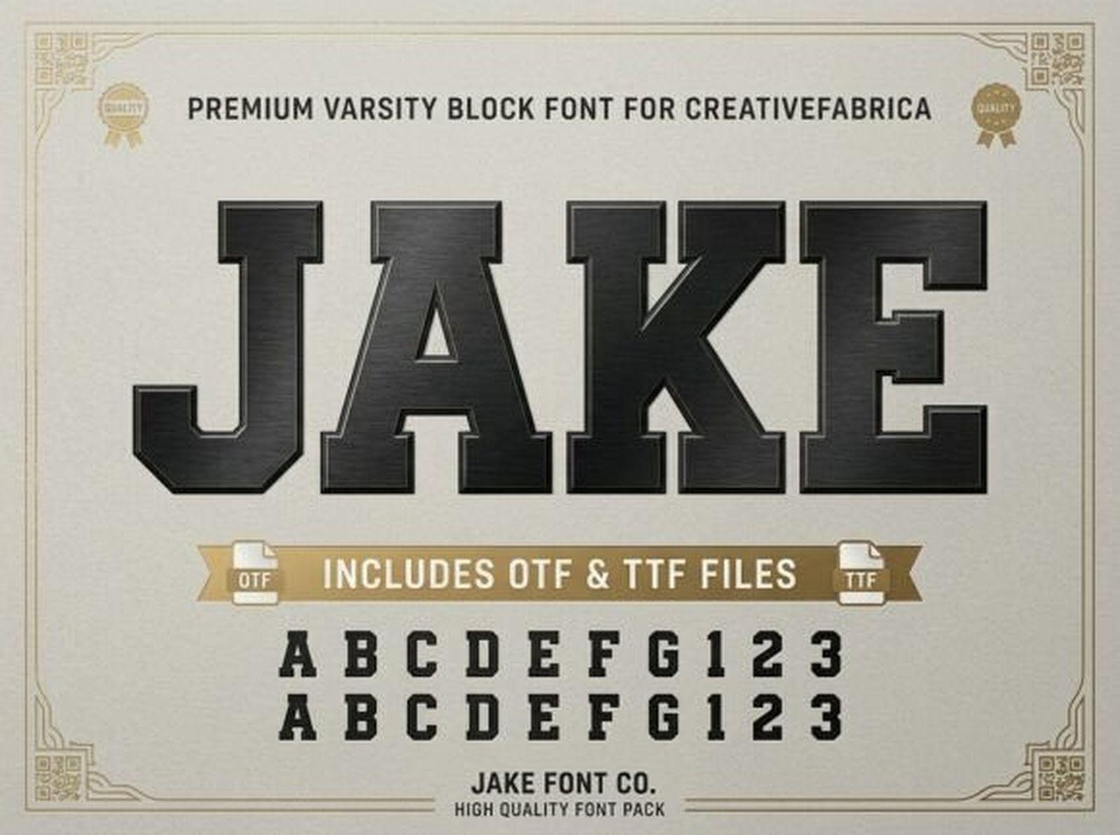 Jake Font by Raholco, sports font preview
