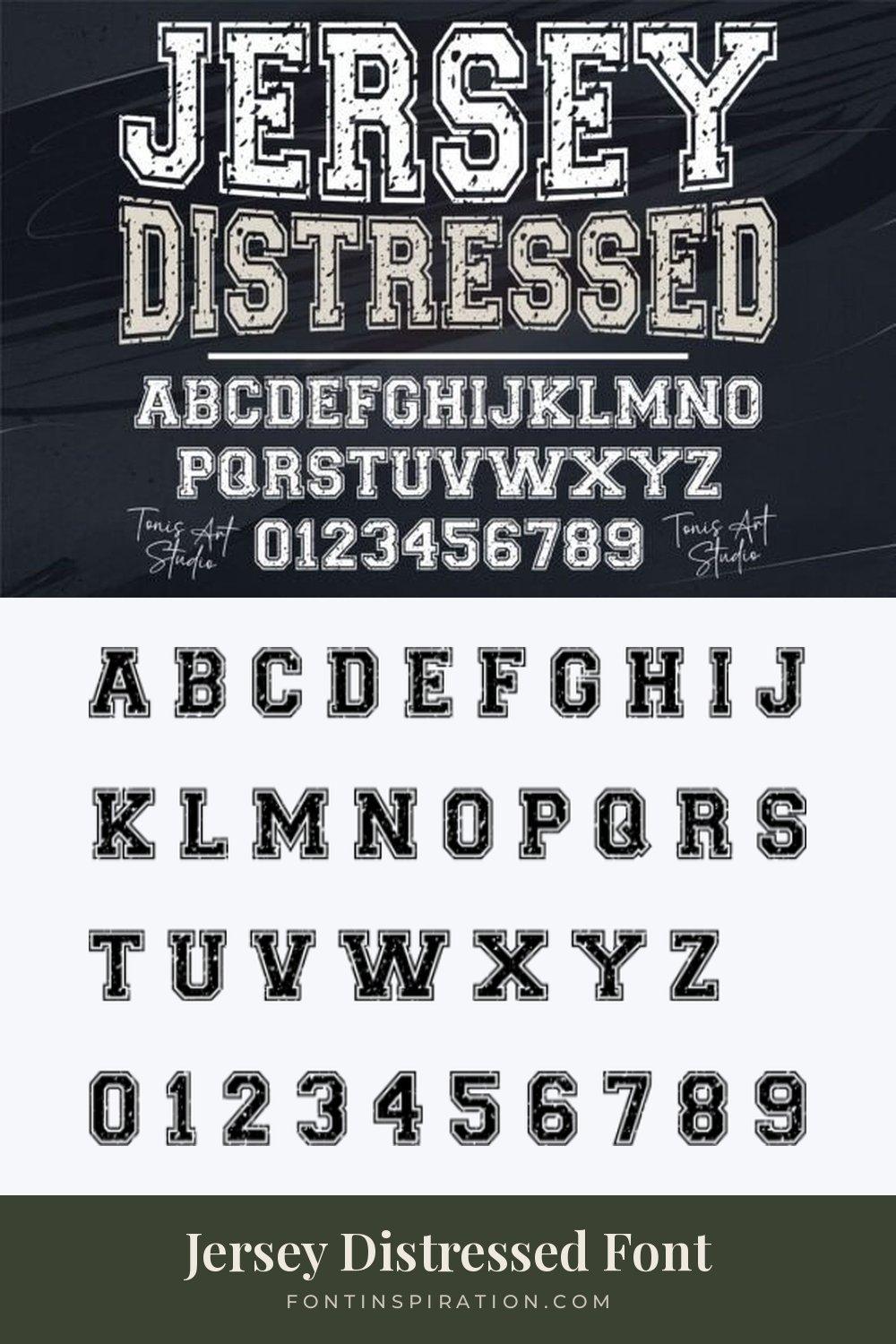 Jersey Distressed Font by TonisArtStudio, jersey font alphabet and numbers 0-9