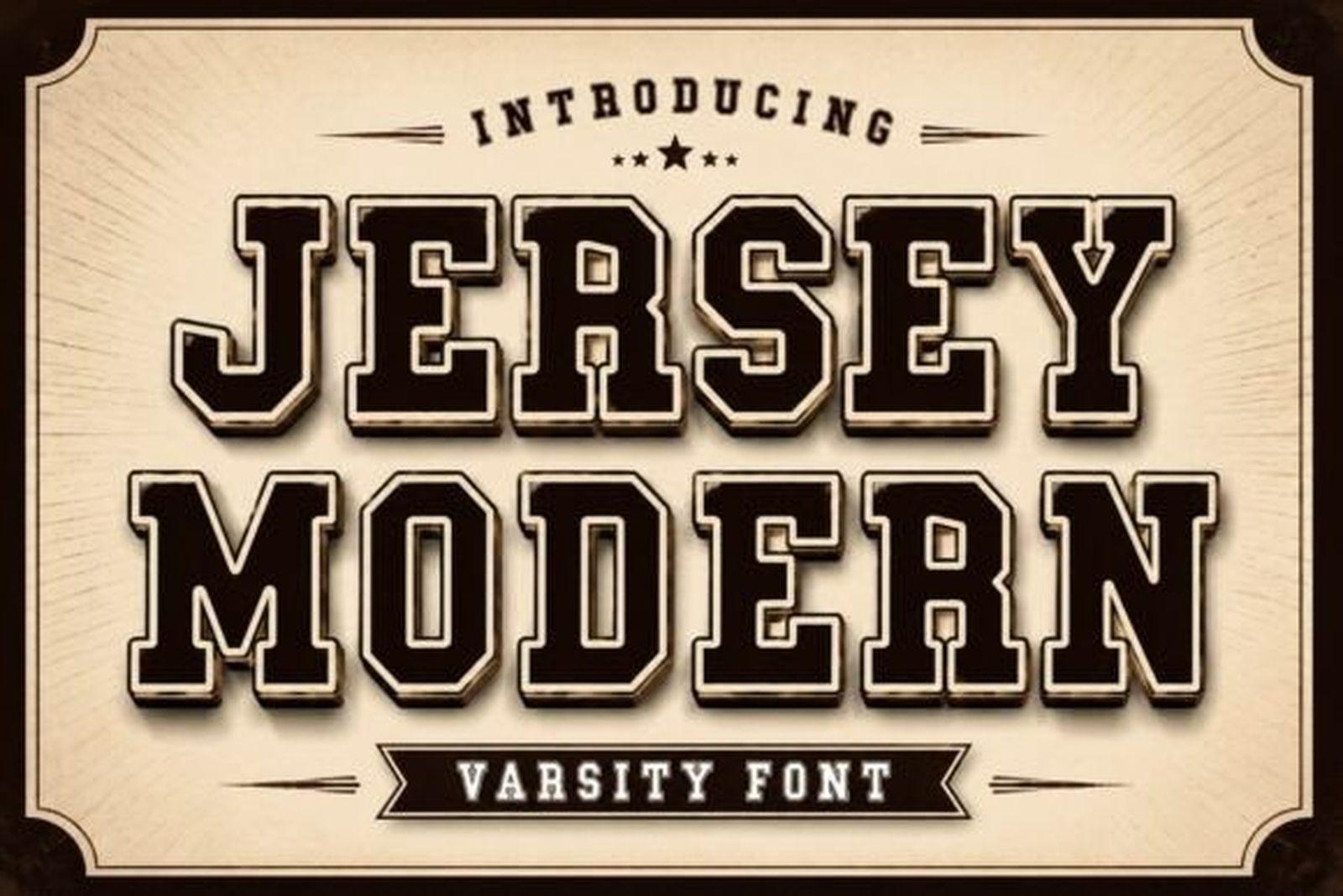 Jersey Modern Font by WNIdesign, sports font preview
