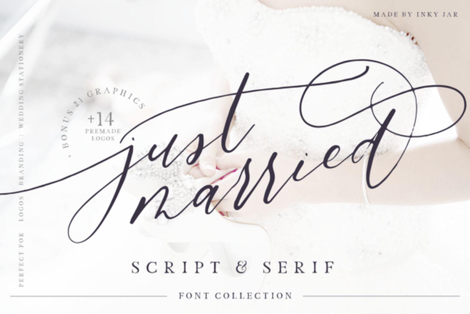Just Married Duo Font by inkyjar, font combination preview