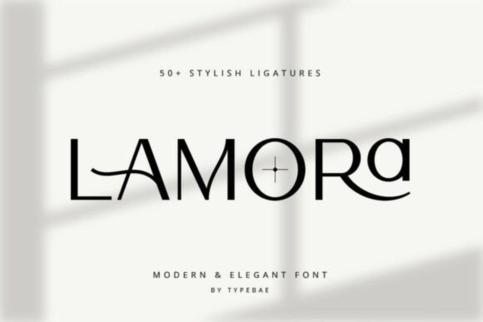 Lamora Font elegant high-contrast capitals with ligatures for luxury logos