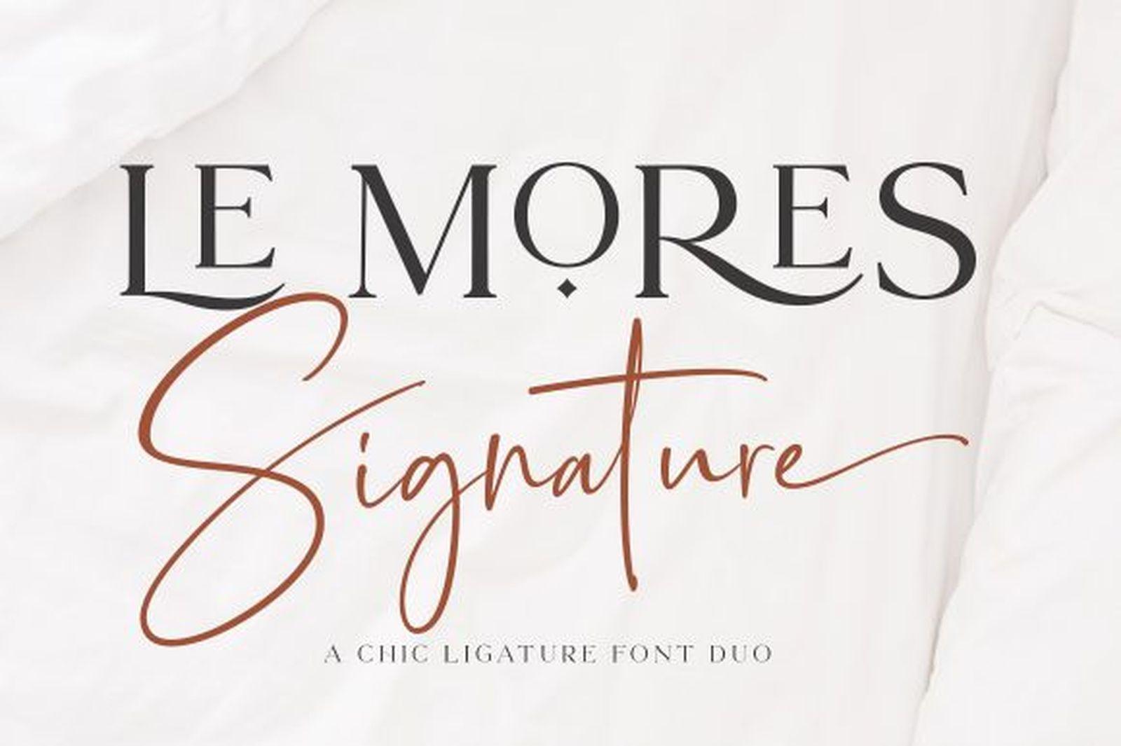 Le Mores Signature Font by Great Studio, font combination preview