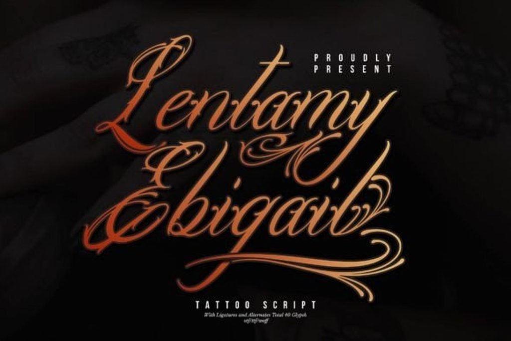 Lentamy Ebigail Font — bold tattoo script font with ligatures preview