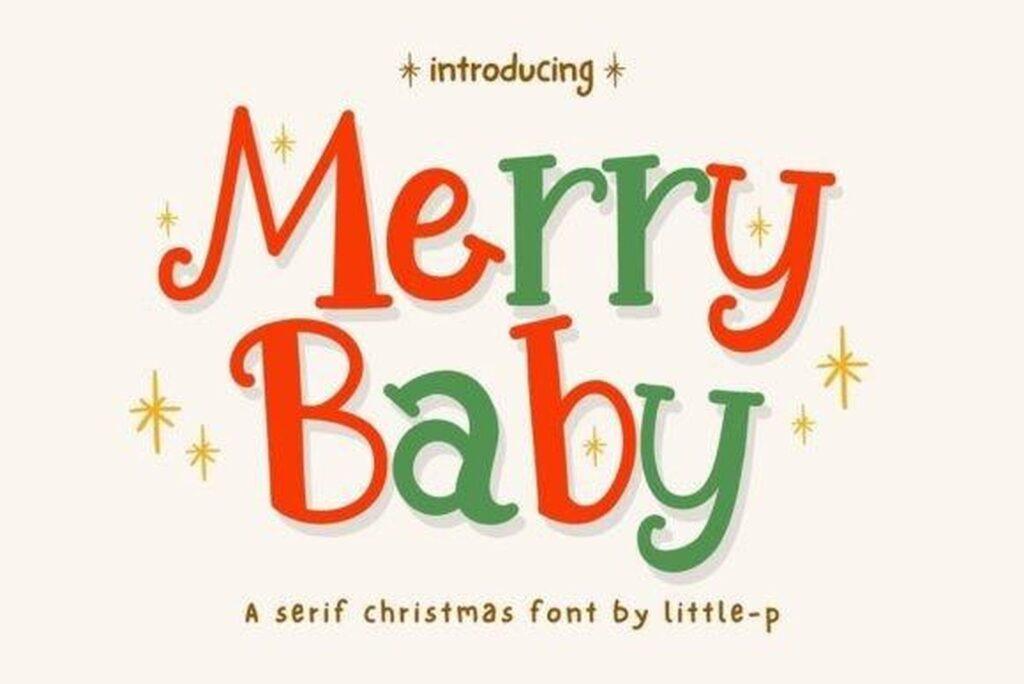 Merry Baby Font soft serif Christmas lettering
