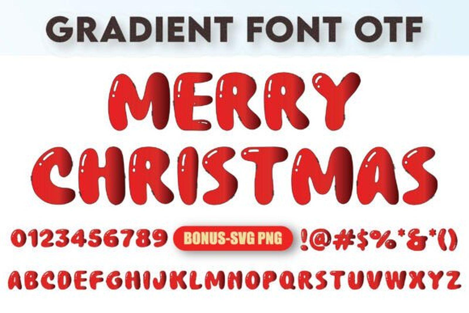 Merry Christmas Gradient Font red gradient Christmas lettering