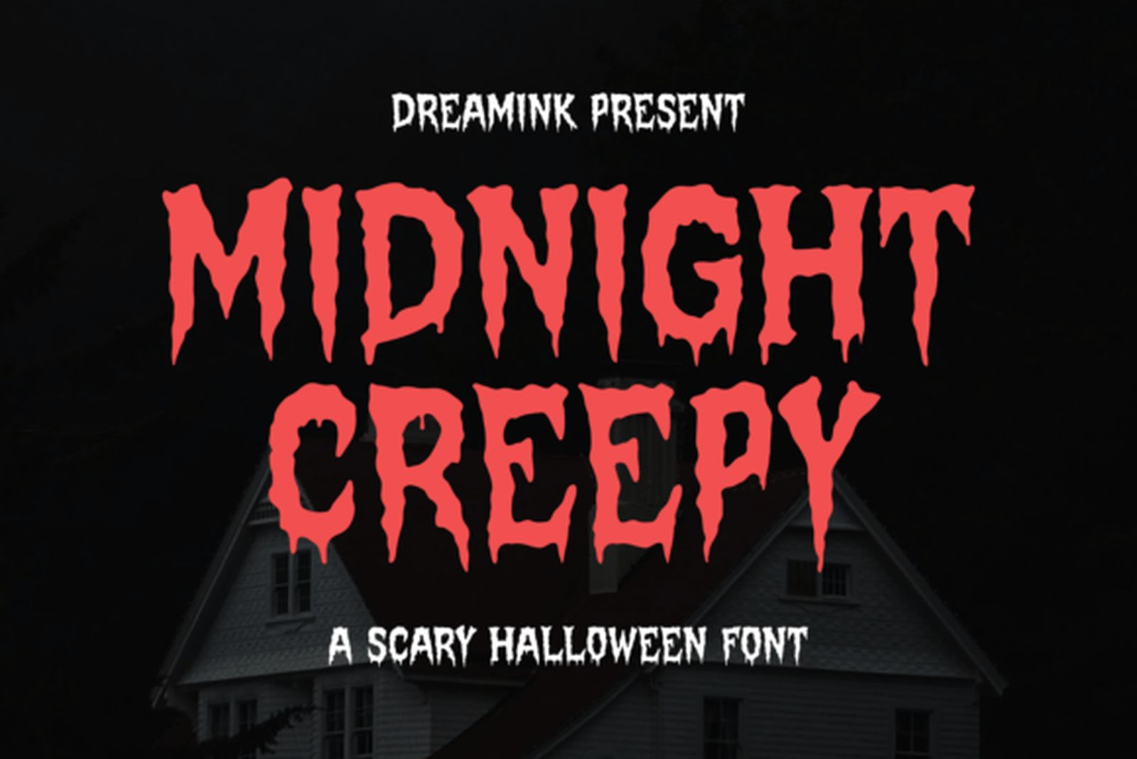 Midnight Creepy Font dripping Halloween poster lettering