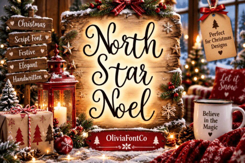 North Star Noel Font cozy vintage Christmas script