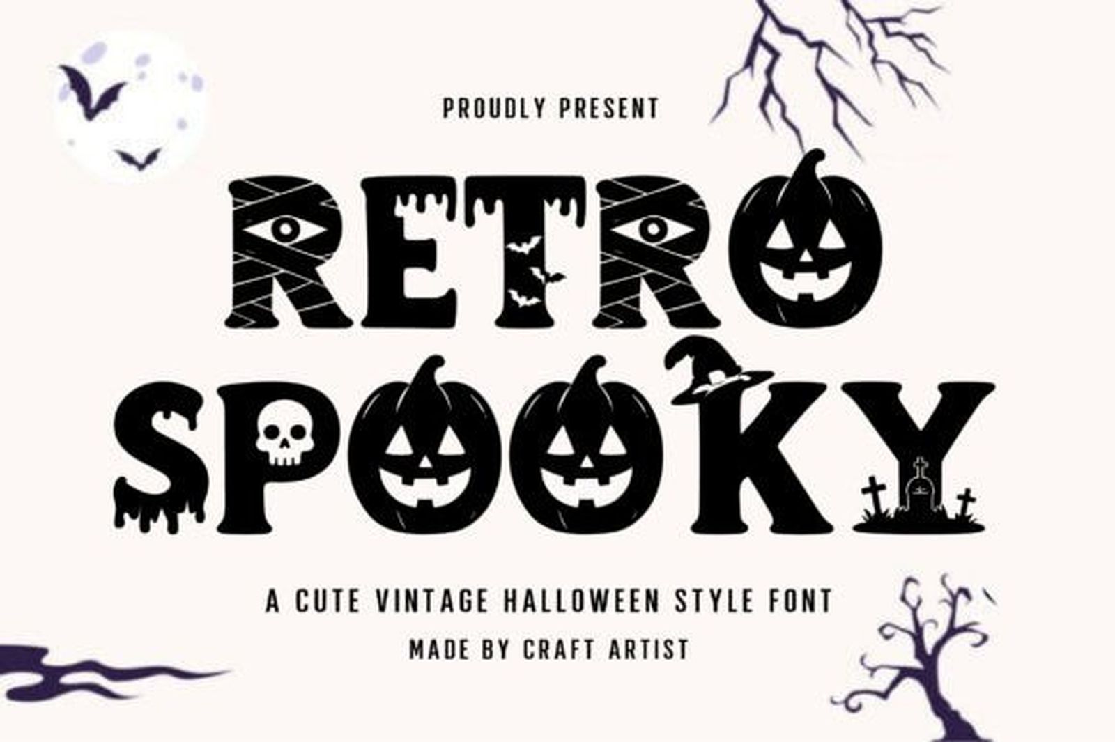 Retro Spooky Font vintage Halloween lettering