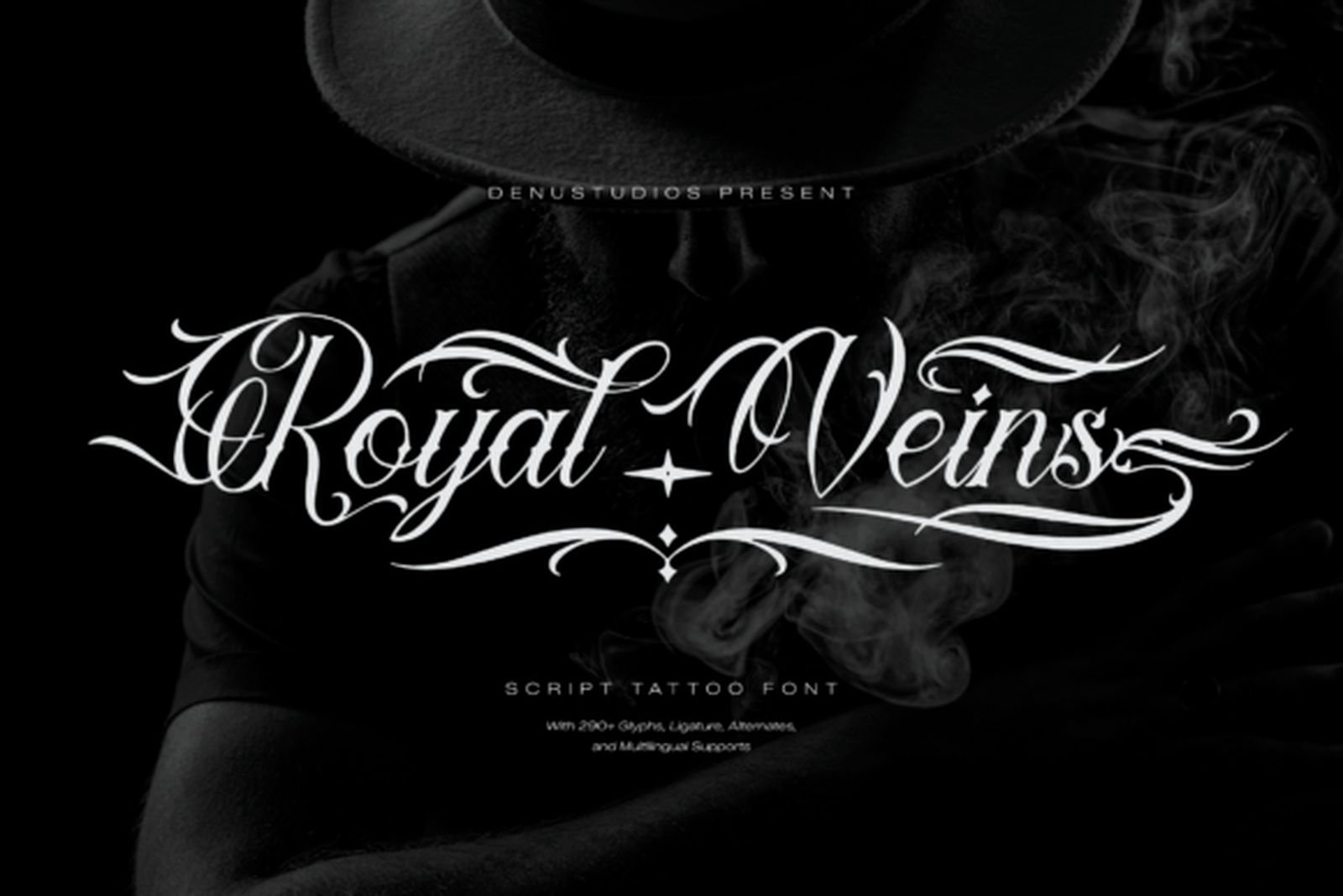 Royal Veins Font — fine line cursive tattoo script font preview