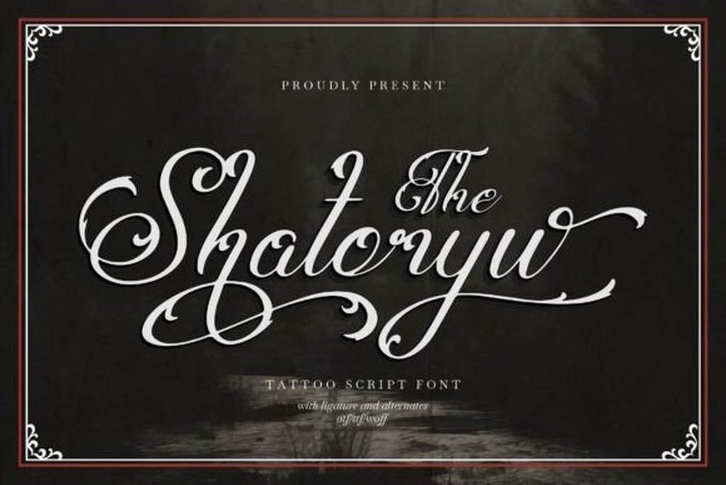 Shatoryu Font — ornate swash tattoo script font preview