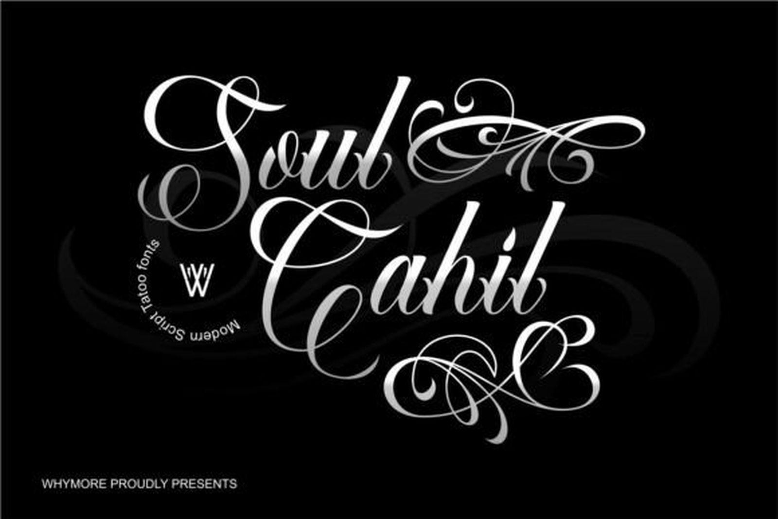 Soul Cahill Font — calligraphy tattoo font with layered looping capitals preview
