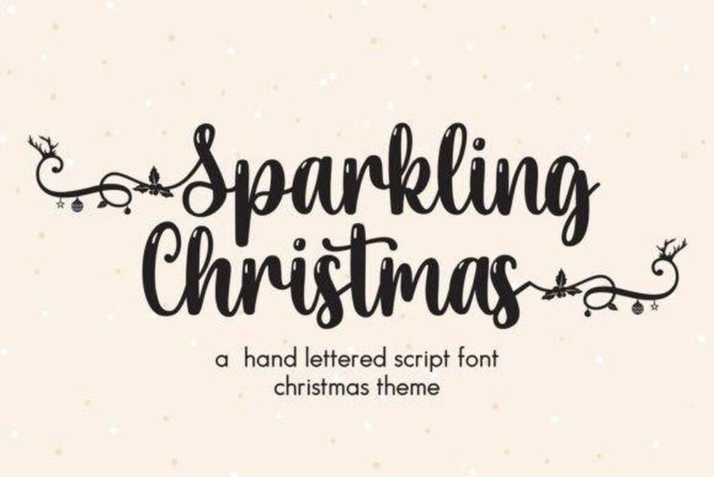 Sparkling Christmas Font hand lettered script for Christmas signs
