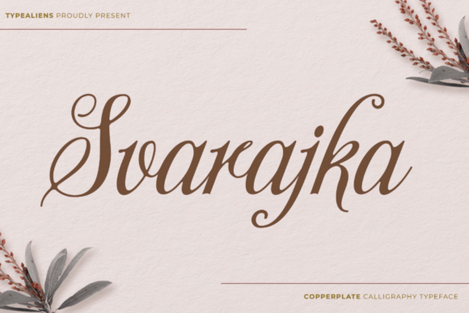 Svarajka Font — soft rounded copperplate calligraphy tattoo font preview