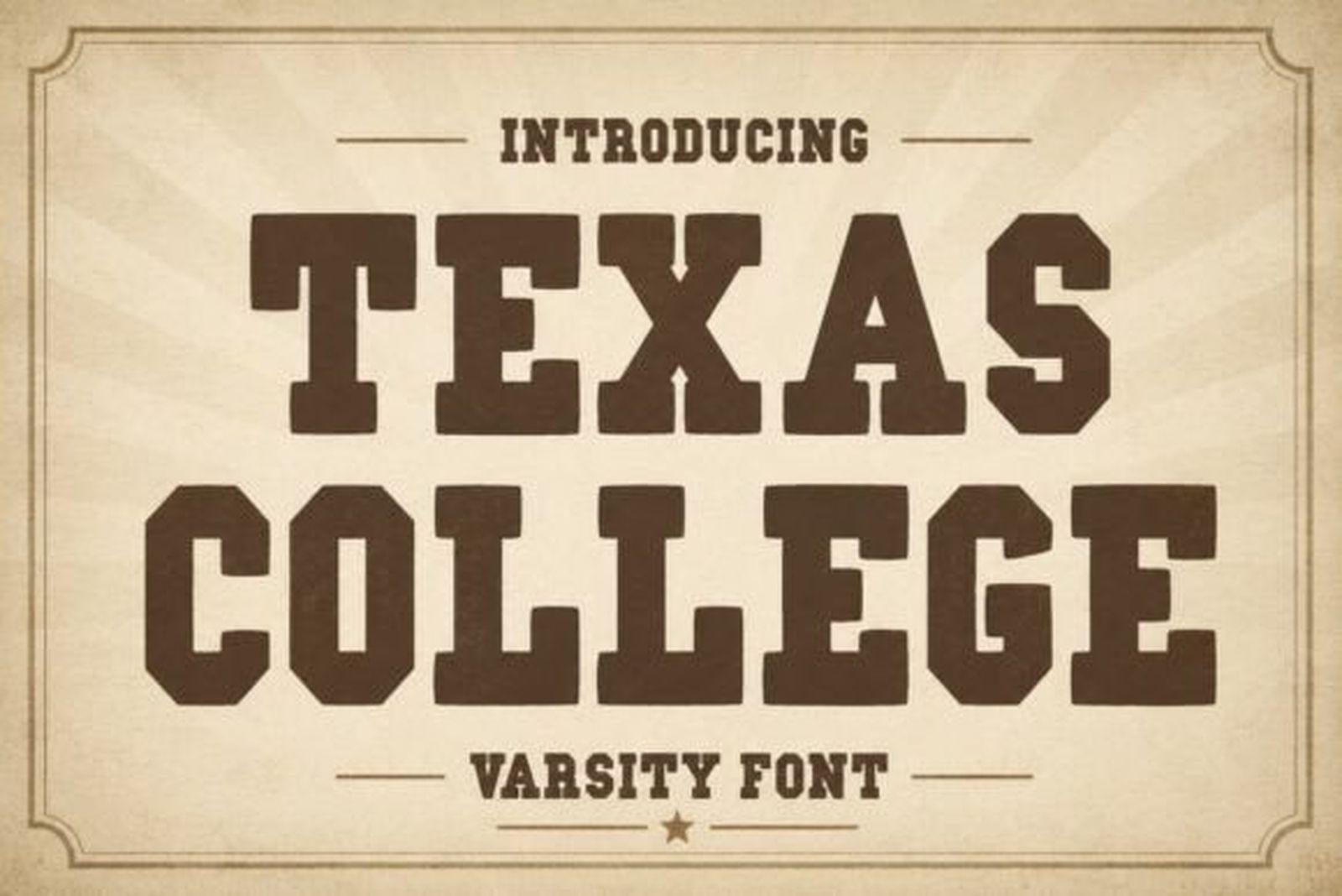 Texas College Font by WNIdesign, sports font preview